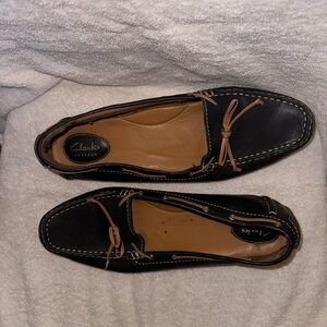 Clarks Black and Brown Boat Shoes Classic Moccasin Style